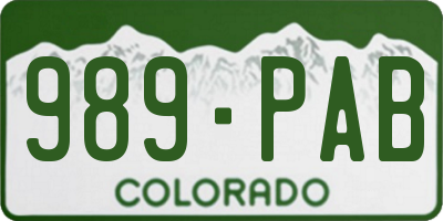 CO license plate 989PAB