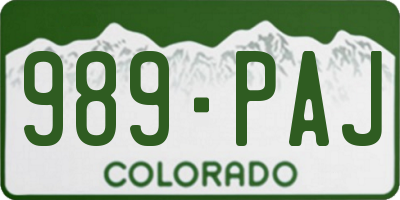 CO license plate 989PAJ