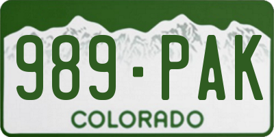 CO license plate 989PAK