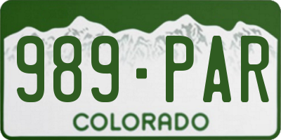 CO license plate 989PAR