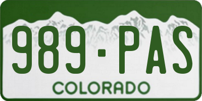 CO license plate 989PAS