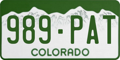 CO license plate 989PAT