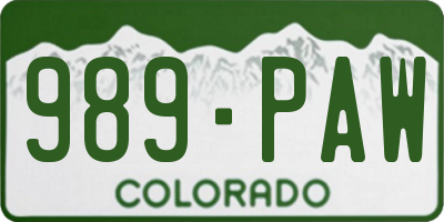 CO license plate 989PAW