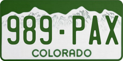CO license plate 989PAX