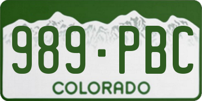 CO license plate 989PBC