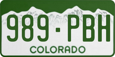 CO license plate 989PBH