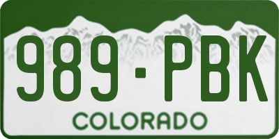 CO license plate 989PBK