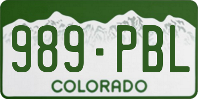 CO license plate 989PBL
