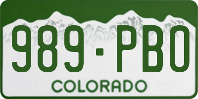 CO license plate 989PBO