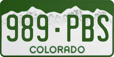 CO license plate 989PBS