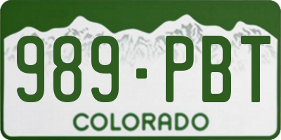 CO license plate 989PBT
