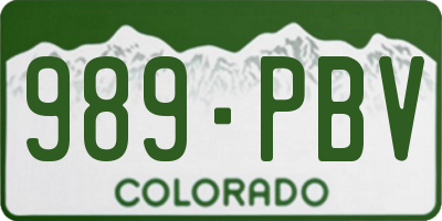 CO license plate 989PBV