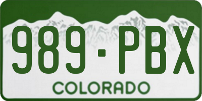 CO license plate 989PBX