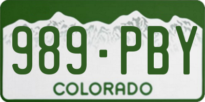 CO license plate 989PBY