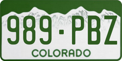 CO license plate 989PBZ