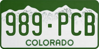 CO license plate 989PCB