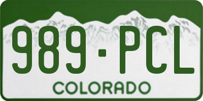 CO license plate 989PCL