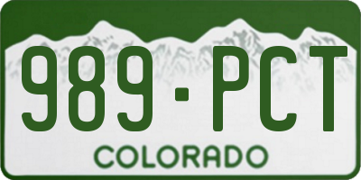 CO license plate 989PCT