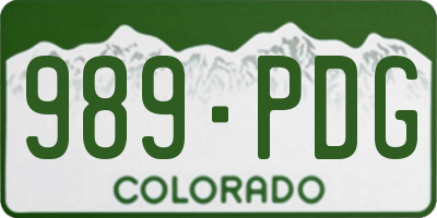 CO license plate 989PDG