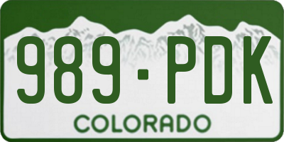 CO license plate 989PDK