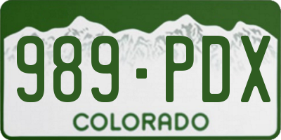 CO license plate 989PDX