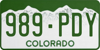 CO license plate 989PDY