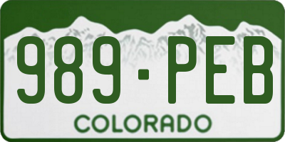 CO license plate 989PEB