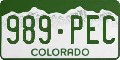 CO license plate 989PEC