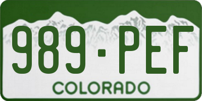 CO license plate 989PEF