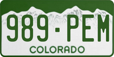 CO license plate 989PEM