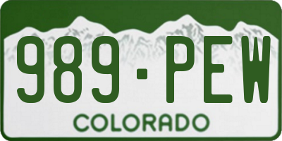 CO license plate 989PEW