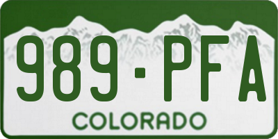 CO license plate 989PFA