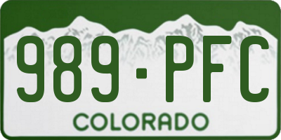 CO license plate 989PFC