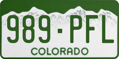 CO license plate 989PFL