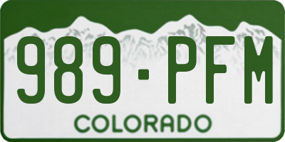 CO license plate 989PFM