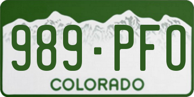 CO license plate 989PFO