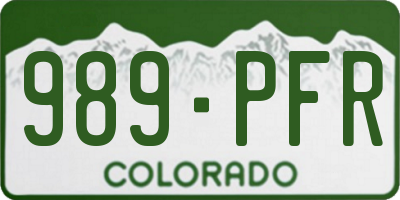 CO license plate 989PFR