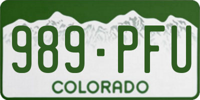 CO license plate 989PFU