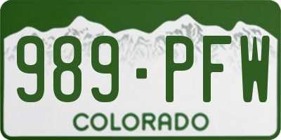 CO license plate 989PFW