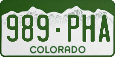 CO license plate 989PHA
