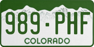 CO license plate 989PHF