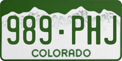 CO license plate 989PHJ