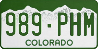CO license plate 989PHM