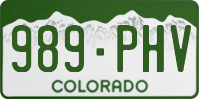CO license plate 989PHV
