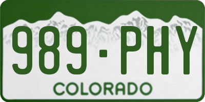 CO license plate 989PHY