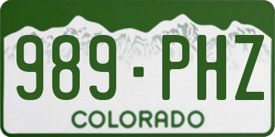 CO license plate 989PHZ