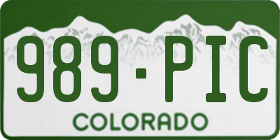 CO license plate 989PIC