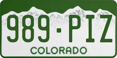 CO license plate 989PIZ
