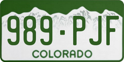 CO license plate 989PJF