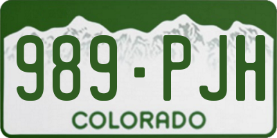 CO license plate 989PJH